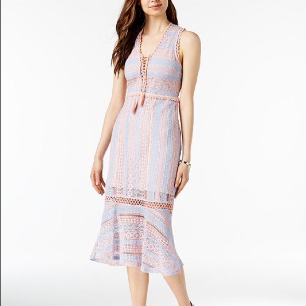 Foxiedox lace up crochet midi dress